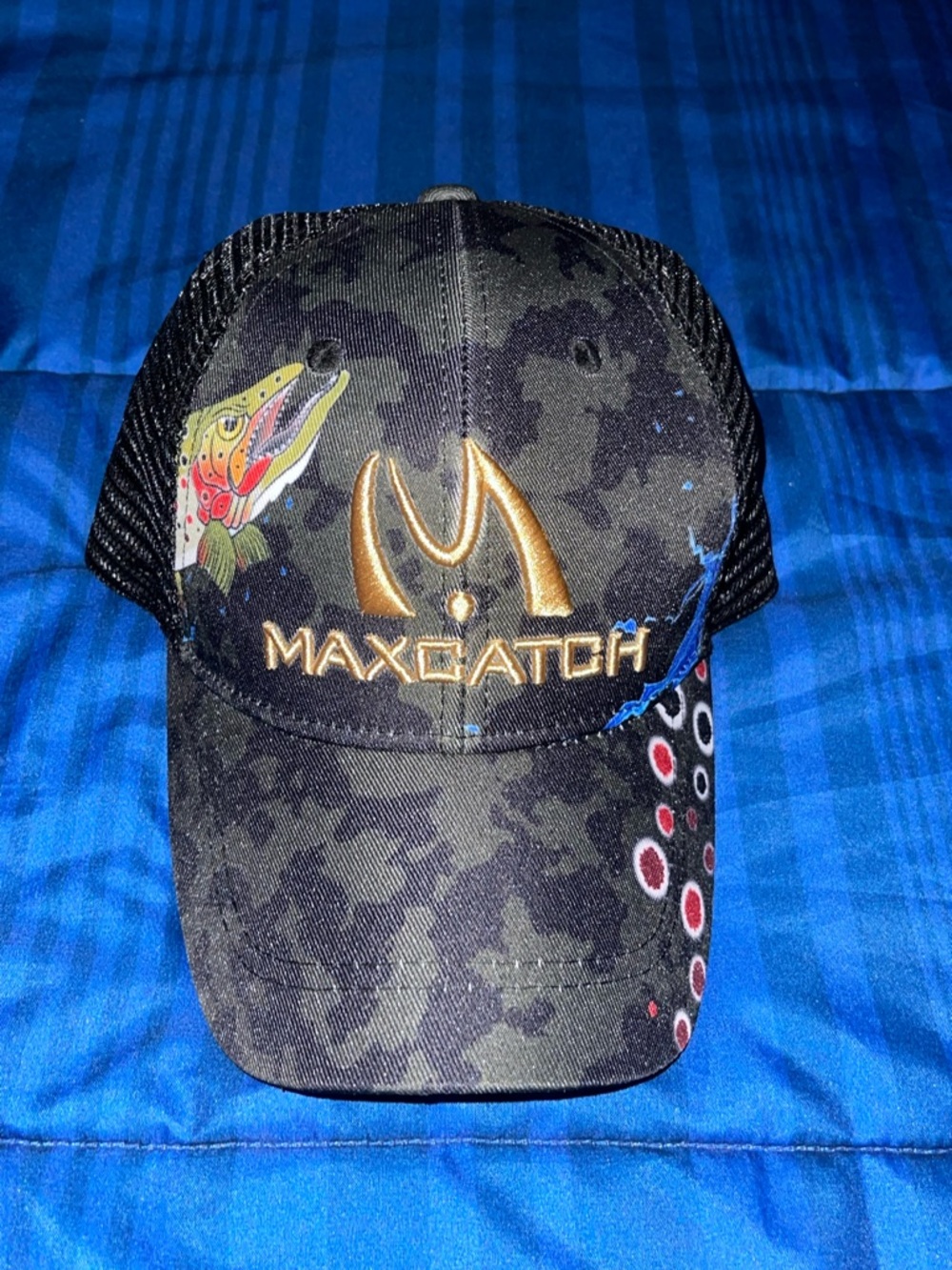 Men’s Black Maxcatch Embroidered Fishing Trucker Cap